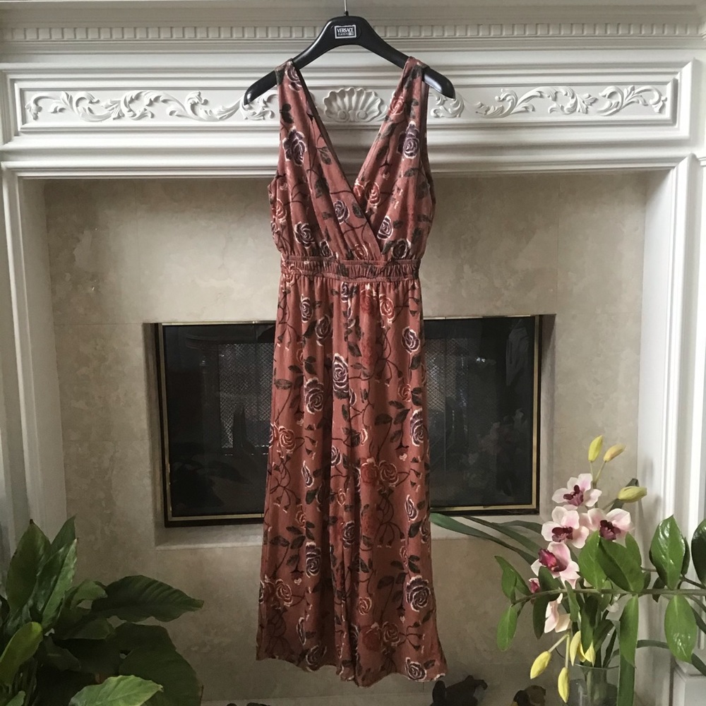 Velvet floral jumpsuit